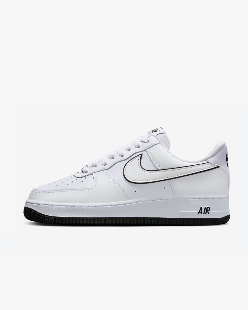 Tenis Nike Air Force 1 '07 Low White Black Outline Swoosh