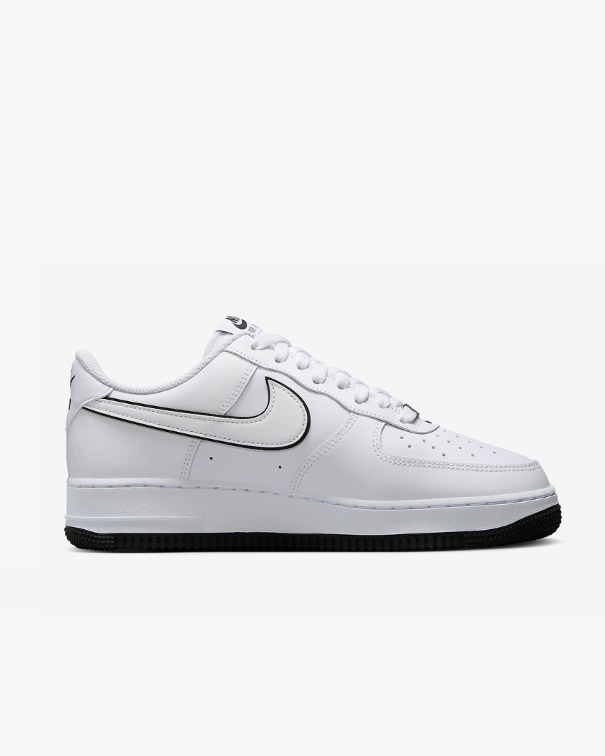 Tenis Nike Air Force 1 '07 Low White Black Outline Swoosh